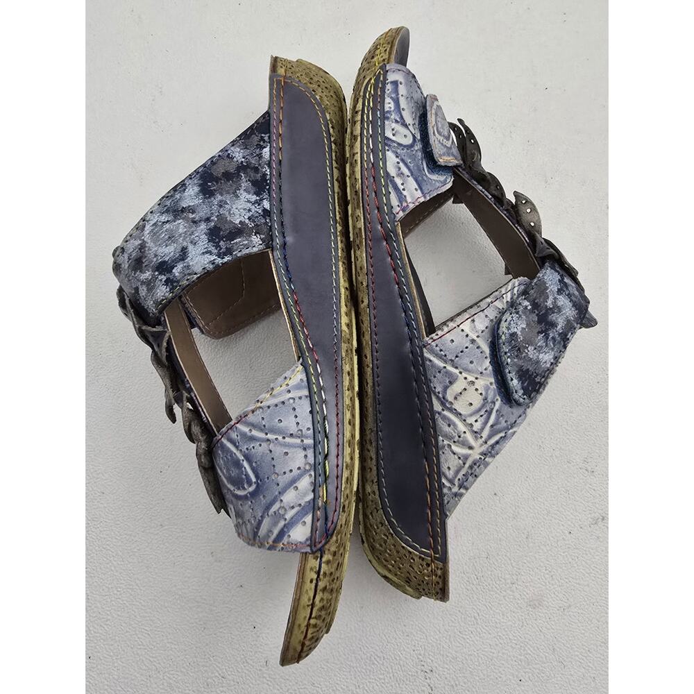 Spring Step L’artiste Karina Slide Sandals Sz 8.5 EU 39 Blue Flowers - Picture 5 of 10